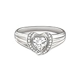 Aotiwe Damen Ring in Herz-Form, Linien Ringen mit Zirkonia in Versilberte Basis Feundschaftsringe Größe 57
