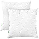 Kopfkissen (60x60 cm groß) - 2er Set Kissen für Bett und als Dekokissen - Mit Reißverschluss für Füllung - Sofakissen - Zierkissen für Couch und Sofa - Ökotex - Waschbar bis 60° - Weiß