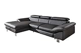 Mivano Ecksofa Driver mit Schlaffunktion und Stauraum / Ledersofa in L-Form mit Recamiere links / Inkl. verstellbare Kopfstützen / 266 x 73 x 169 / Kunstleder g