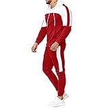 Take idea Jogginganzug Herren Mode Farbkontrast Slim Fit Hoodies Stretch Sweathose Mit Kordelzug Atmungsaktiv Sportanzug Urban Freizeitanzug Bequeme Trainingsanzug Fitnessanzug