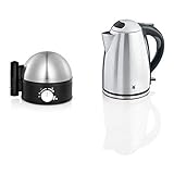 WMF Stelio Eierkocher, für 1-7 Eier, 380 W, mit Härtegradeinstellung, Messbecher mit Eipick & Stelio Wasserkocher, 1,7 l, 2400 W, Wasserstandsanzeige beleuchtet, Kalk Wasserfilter, cromarg
