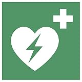 Schild Automatisierter externer Defibrillator ISO 7010, Alu, 400x400