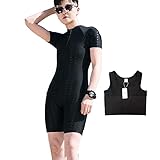 GYQZC Schnell Trocknend Badeanzug-Set Super Flach Brustbinder Kompression Lesbischer Tomboy Badeanzug Top+HosenP 3-teiliges Set (Color : Black, Size : 4XL)