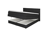 Betten Jumbo King Boxspringbett 160x200 cm mit Bettkasten 7-Zonen TFK Härtegrad H3 und 10cm V2-Topper | Farbe Anthrazit | div. Größen verfügb
