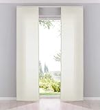 Gardinenbox 2er Pack Flächenvorhänge Schiebegardinen komplett Set Cationic Blickdicht Leinen Optik Natura seidenmatt HxB 245x60 cm Creme Landhaus Stil, 204411-2