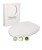 SITZPLATZ® Weißer WC-Sitz Zamora | Holzkern Toilettendeckel | Edelstahlscharnier | Universale O-Form | Ovaler Toilettensitz | Komfort Klodeckel & Klobrille | WC Deckel klassisch | Weiß | 40610 9