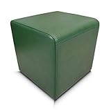 Quattro Meble Grün Echtleder Hocker 40x40x40 cm Sitzhocker Rindsleder Sitzwürfel Fußhocker Polsterhocker Puff grünes Echt Leder Antique H-5 Green mit Nähten in Lederfarb