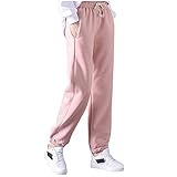 Damen Jogginghose mit Innenfleece Dasongff Winter Warm Thermo Leggings Gefüttert Sweatpants Sporthose Outdoor Wanderhose Jogger Hose Verdickte Sweathose Traininghose mit Kordelzug und T