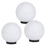 LHG 3er Set Kugelleuchten | Dekoleuchten weiß IP44 | 3x Kugel Ø 20 | Gartenlampe Außen | Terrassenlampe 230 Volt | Kugellampen mit Bodenplatte | Leuchte für E27 L