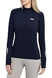 TCA Winter Run Damen Thermo Laufshirt mit kurzem Reißverschluss - Funktionsshirt Langarm - Night Sky (Blau), M