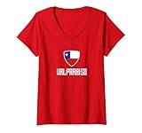 Damen Valparaiso Chilenische Flagge Wurzeln Heritage Chile T-Shirt mit V