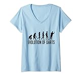 Damen Evolution of Darts/Dartplayer Dartboard Lustige Dartpfeile T-Shirt mit V