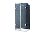 U Form Duschkabine Dusche Benito 90 x 90 x 180cm / 8 mm/ohne D