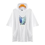 GUGU Frühling Und Sommer Unisex Pinkes Kapuzen-T-Shirt, Attack On Titan Anime T-Shirt Casual Sports Kap
