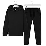 CityComfort Trainingsanzug Kinder, Jogginganzug für Jungen und Mädchen, Sportanzug Kinder, Hoodie und Hose Set Für Kinder 3-14 Jahre, Geschenke für Kinder (Schwarz, 9_years)