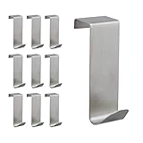 Relaxdays Türhaken, 10er Set, zum Einhängen, Kleiderhaken für Tür & Schrank, Haken für 2 cm Türfalz, Edelstahl, Silber, 10 Stück