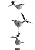 ART-CRAFT Möwen-Windspiel mit Feder Propeller mit 3 Deko Möwen Holz Tierfiguren als Maritime deko, Balkon-deko oder als Garten-Dek