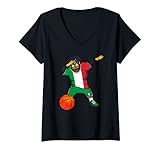 Damen Dabbing Rottweiler, Italien-Trikot, italienische Basketball-Fans T-Shirt mit V