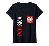 Damen Polska Polnischer Adler Polen Polski Kurwa Warschau City T-Shirt mit V