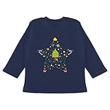 Weihnachten Baby Outfit Christmas - Weihnachtsstern - 12/18 Monate - Navy Blau - Stern - BZ11 - Baby T-Shirt Lang