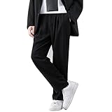 DressLksnf Herren LäSsige Jogginghose Lose Mode mit Taschen Freizeithose einfarbige männliche Lange Hose Herren Freizeithose Snowboard Hosen Herren (Black, M)