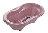 Rotho Babydesign TOP Badewanne, Mit Antirutschmatte und Ablaufstöpsel, 0-12 Monate, Fantastic Mauve (Altrosa), 20001 0288