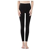 Leggings Elastic Pants Fleece High Waisted Women's Lined Winter Warm Thermal Yoga Pants (Black, M)