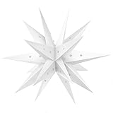 Koicaxy 3D Weihnachtsstern Beleuchtet Außen Batterie, 58CM Led Leuchtstern Außen und Innen, Led Weihnachtsbaumspitze Stern for ​Dekorieren Weihnachtsbaum, Innenhof, Balkon Und Garten (White)