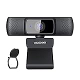 Autofokus FHD 1080P Webcam mit Kamera Abdeckungen, AUSDOM AF640 Business-Webkamera mit Dual Geräuschreduzierung-Mikrofone, 90° Sichtfeld für Desktop/Laptop/Mac, Funktioniert mit Skype/Zoom/WebEx/Ly