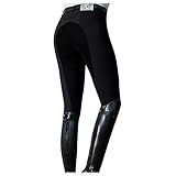 TYTUOO Damen Reithose, Silikongriff, Vollbesatz, Reithose, belüftet, aktive Hose, Reithose, A-schwarz, XXL