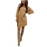 GFGHH Damen Strickkleid Rollkragen Langarm Stretch Pullikleid Strickpullover Elegant Minikleid Pullover Kleid Pulloverkleid übergroße Weihnachten Winterkleid Freizeit Sweater Kuscheliger Jump