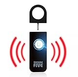 Secure by FIVE Persönlicher Alarm – Persönlicher Taschenalarm Sicherheitsalarm zur Selbstverteidigung mit Hellem LED-Licht 140dB Panikalarm für Frauen, Jugendliche, Senioren, Behinderte Mit Karab