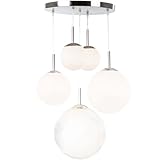 LED Hängeleuchte Hängelampe Pendelleuchte Pendellampe 5 Opal Glas Kugeln L