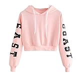 TWIFER Damen Buchstaben Langarmshirt Hoodie Crop Pullover Tops Sweater Sw