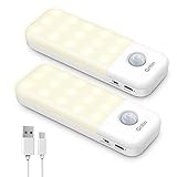 LED Nachtlicht mit Bewegungsmelder, Gritin [2 Stück] Warmweiß LED Nachtlampe Kind mit 3 Modi (Auto/ON/OFF), Schranklicht USB Aufladbar mit Eingebautem Magnet für Kinderzimmer, Schlafzimmer, Flur usw