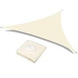 HEYOMART Sonnensegel Sonnenschutz inkl Befestigungsseile PES Polyester wasserabweisend Dreieck Sonnensegel mit 95% UV Schutz für Draußen, Patio, Garten Terrasse Camping (2 x 2 x 2m, Creme)