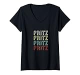 Damen Geschenk für Fritz Personalisierten Namen Lustiger Retro T-Shirt mit V