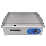 TAIMIKO Elektrische Grillplatte,Elektrogrill,220V 3000W (glatt,Gehäuse aus Edelstahl) Silb