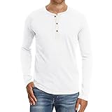 FUQUAN Herren Longsleeve Langarmshirt Shirt mit Herren Longsleeve Langarmshirt Shirt mit Rundhalsausschnitt Herren Shirts Langarmshirt Casual T Shirt Slim Fit Knöpfe Basic T-S