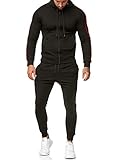 OneRedox Herren Jogginganzug Sportanzug Modell 1004 Schwarz L