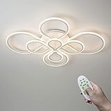 minbaid LED Deckenleuchte Modern Dimmbare Wohnzimmerlampe mit Fernbedienung 8 Ring Design Schlafzimmer Esszimmer Deckenleuchte Metall Acryl Arbeitszimmer Innenbeleuchtung Dauerhaft/White / 112