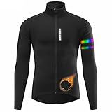 xiaoji Winddichte Wasserdichte Fahrradjacke,Herren Thermo Fahrrad-Jacke,Dreilagiges Verbund-Fleece-Gewebe,Geeignet Für Herbst- Und Winterradfahren,Laufen Usw. black,M