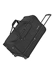 travelite 2-Rad Trolley Reisetasche Gr. S mit Dehnfalte, Gepäck Serie BASICS: Weichgepäck Reisetasche mit Rollen mit extra viel Volumen, 096275-01, 55 cm, 51 Liter (erweiterbar auf 64 Liter), schw