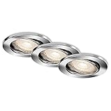 BRILONER Leuchten - LED Einbauleuchten, Einbaustrahler 3er Set, Deckenlampen dimmbar, schwenkbar, GU10 je 5 Watt, je 460 Lumen, 3.000 Kelvin, IP23, Chrom, 86x70mm (DxH), 7149-038