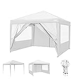 Pavillon 3x3m Wasserdicht Gartenpavillon Stabiles Partyzelt UV-Schutz Sonnenschutz faltpavillon mit 4 S