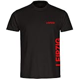 Multifanshop® Herren T-Shirt Leipzig - Brust und Seite schwarz - Druck:rot - Shirt Männer Fußball Fanartikel Fanshop - Größe:4XL schw