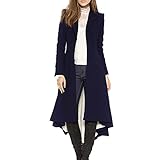 Damenmäntel Schwarz Lang Wollmantel Frauen Frühling Dünn Mode Büro Lady Übergröße 5XL Mäntel 2020 Elegant Casual Overcoat Windbreaker (Farbe: Blau, Größe: US-Größe S) (Blau US)