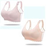 WENJUN 2er-Pack Still-BH ohne Bügel, für Damen, zum Schlafen, Mutterschaft, Stillen, volle Abdeckung, Push-up-Bralette (Farbe: D, Größe: 80D)