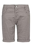 Sublevel Damen Bermuda-Shorts mit Aufschlag & Knopfleiste Light-Grey M
