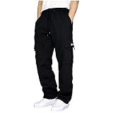 Jinwruny Herren Hose Cargo Sweathose Hosen Stretch Sporthose Herren Hose mit Taschen gerader Passform F